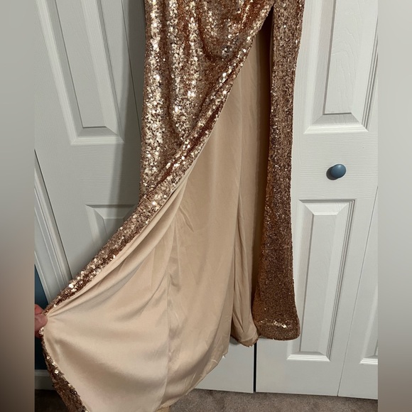 NEW!! Sparkly Gorgeous Strapless Long Mermaid Beaded Prom Dress With Split - Picture 4 of 5